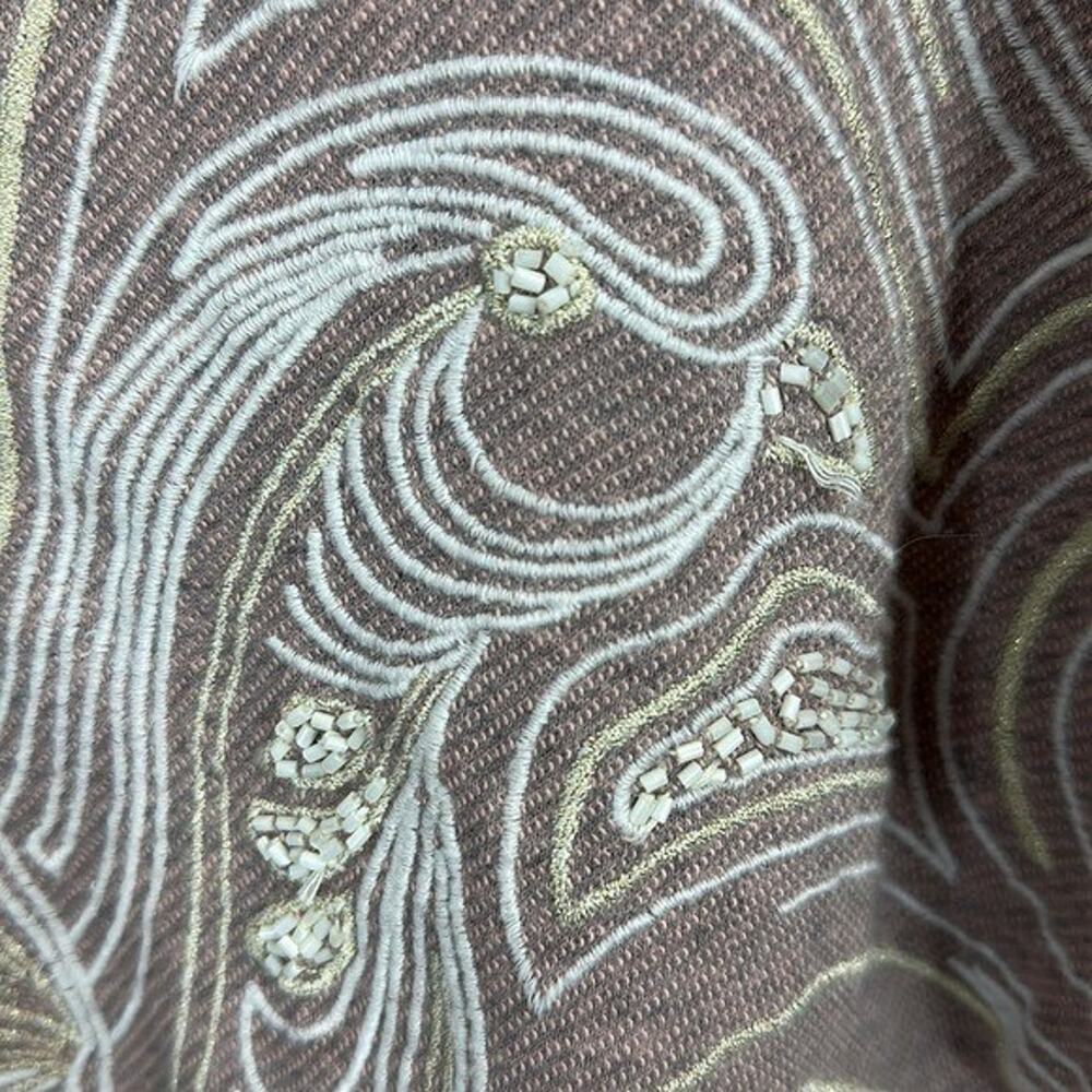 Akemi + Kin Top Shirt Womens Medium‎ Knit Beaded Bird Metallic Embroidered Boxy - Picture 4 of 13